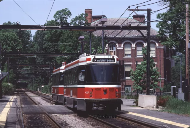 MBTA Toronto CLRV 4027 departs Brookline Hills 1980 Original Kodachrome Slide