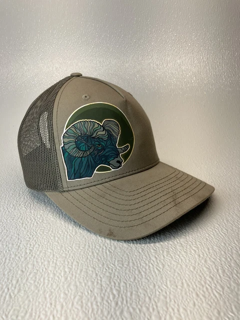 Big Horn Sheep Baseball Cap Hand Painted Design Tan/brown Used Big Horn Sheep Baseball Cap Hand Painted Design Tan/brown Used