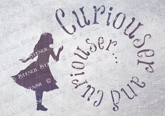 Alice Curious STENCIL 4 sizes AC Wonderland Furniture Crafts, SUPERIOR 250 MYLAR