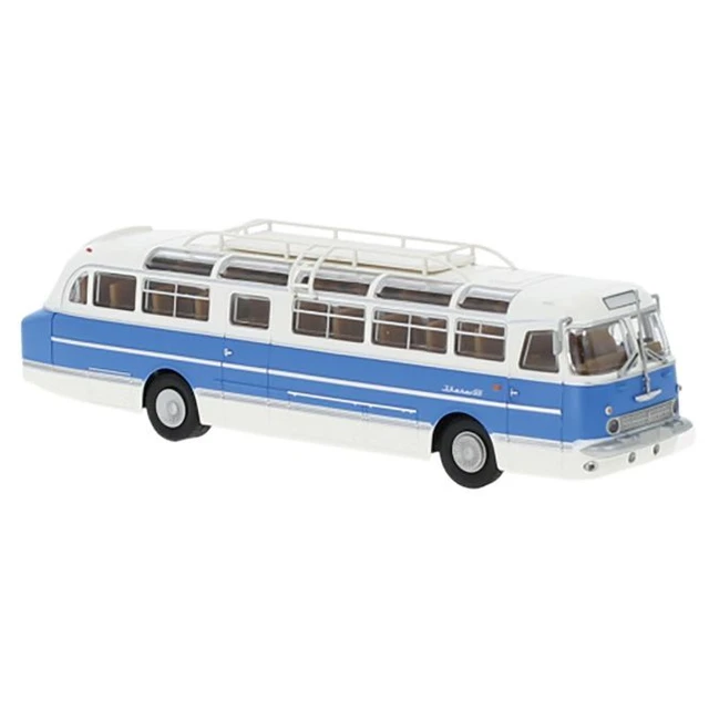 Modellfahrzeug Ikarus 55 Reisebus, weiss/blau, 1968.