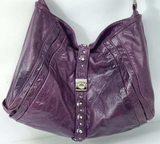 LEATHER TREESJE BOHO BAG EGGPLANT purple high quality silver hardware Large size LEATHER TREESJE BOHO BAG EGGPLANT purple high quality silver hardware Large size