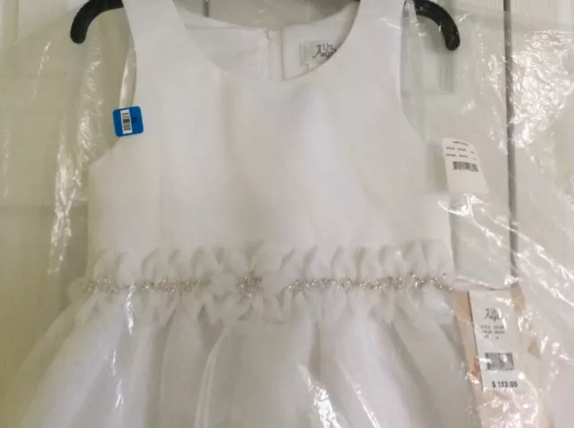 Nwt! Us Angels White Organza Dress W/ Accent Beads! Girls 10 $152.00+ Must See!