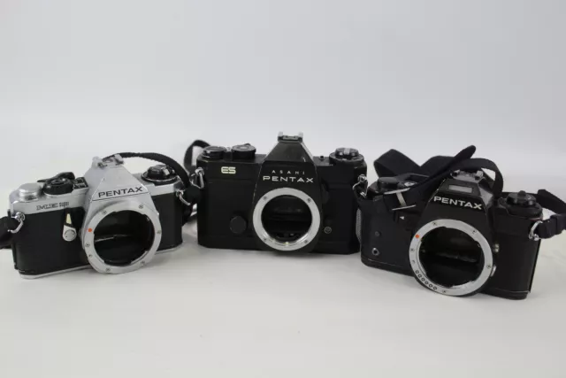 Pentax SLR Film Cameras Inc ME Super, Super A & Asahi ES (Bodies Only) x 3
