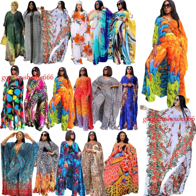 Maxi pantaloni abito stampati Dashiki Abaya larghi 2 pezzi set abiti donna africana