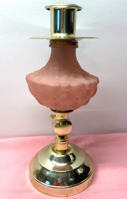 TABLE TOP  Wall Sconces Candle Holders Gold Tone Vintage PINK GLASS