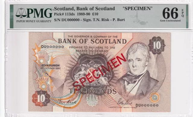 Scotland, 10 Pounds, 1990, UNC, p113ds, SPECIMEN