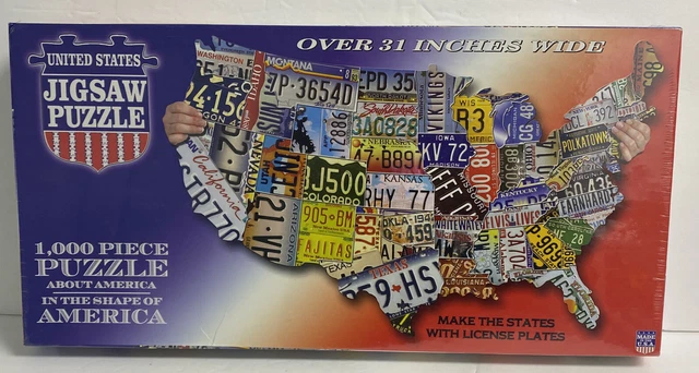 United States License Plate Jigsaw Puzzle  1000 Pieces Over 31" Wide New