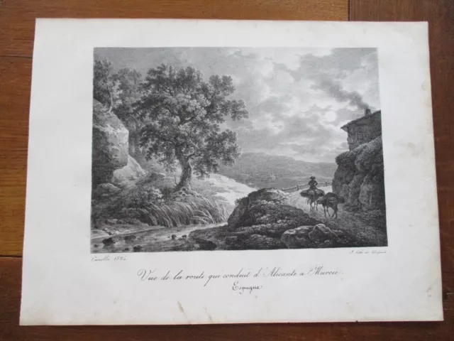 Gravure Vue De La Route Qui Conduit D' Alicante A Murcia - Cunella 1824