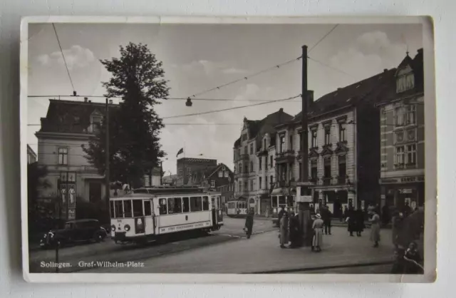 AK Solingen - Graf Wilhelm Platz mit Straßenbahnen - 1939