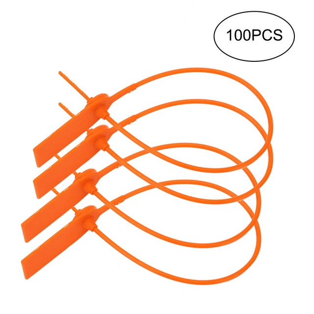Orange 100Pcs 28cm Plastic Disposable Self Locking Tie Suitcase Shoes