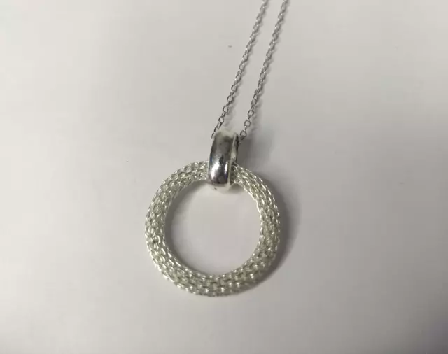 Woven Mesh Circle Necklace Sterling Silver Marked 925 Giani Bernini