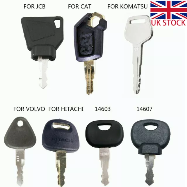 7 KEY Master PLANT/ EXCAVATOR EQUIPMENT KEY SET FOR JCB CAT VOLVO 14603 14607