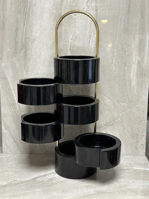 Supporto design vintage silo utensili piccolo scaffale ripiano corpo nero con ottone