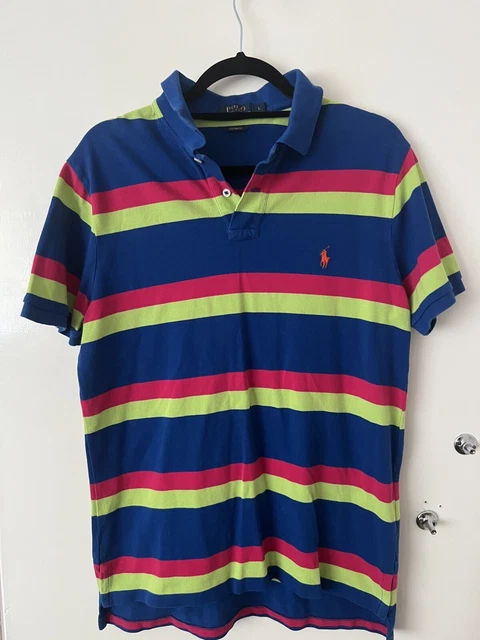 Polo Shirt Ralph Lauren vestibilità personalizzata colore navy blocco a righe taglia large