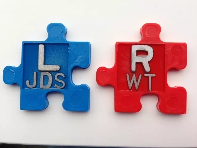 1 Set of Custom PUZZLE PIECE X-Ray Marker Set Jigsaw Red & Blue **LOOK**