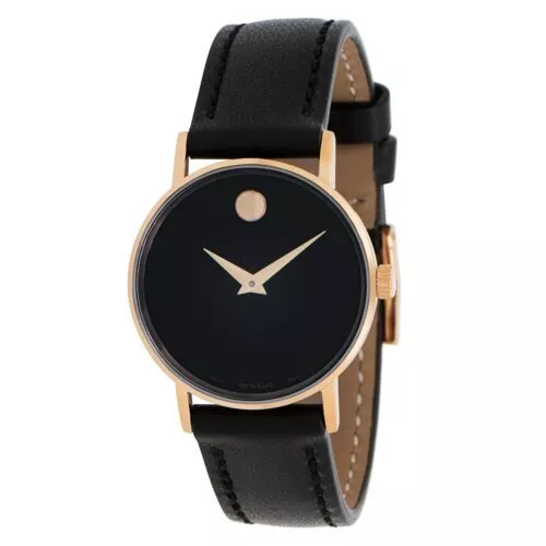 NEW MOVADO Women's 0607320 Museum Classic Black Dial Rose Gold Watch MSRP $595