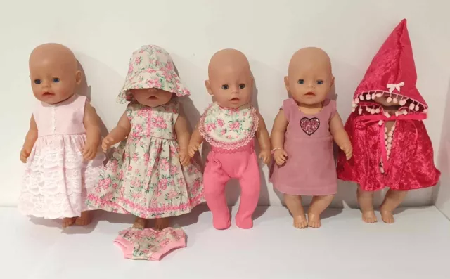 Dolls Clothes made to fit 43cm Baby Born Doll. Dresses, Pinafore Dress, Cape etc