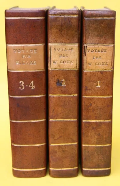 Coxe,Mallet,Voyage Pologne,Russie,Kupferstiche,Karten,4 Bände,1786,Rar