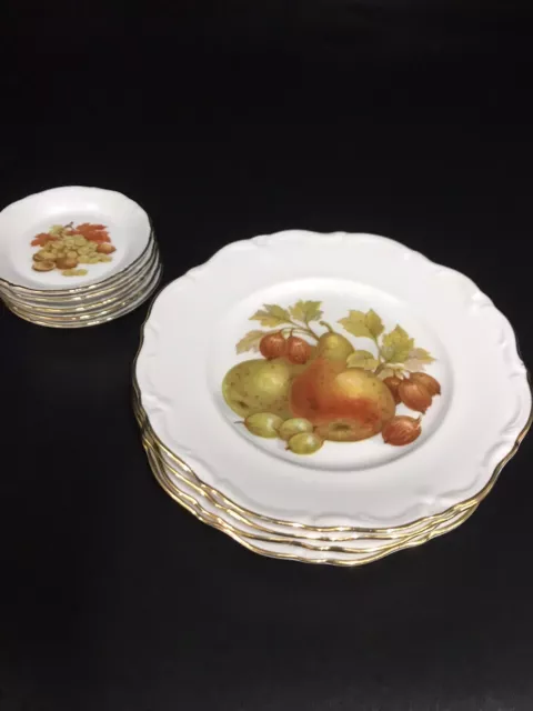 Vtg Winterling Roslau Bavaria Germany China 4 Plates, 5 Butter Pats Fruit