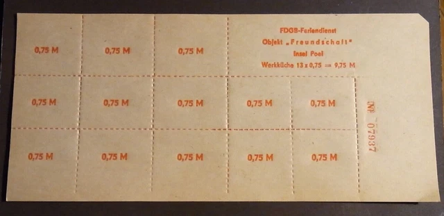 Essenmarke FDGB Feriendienst Insel Poel Objekt Freundschaft Werkküche