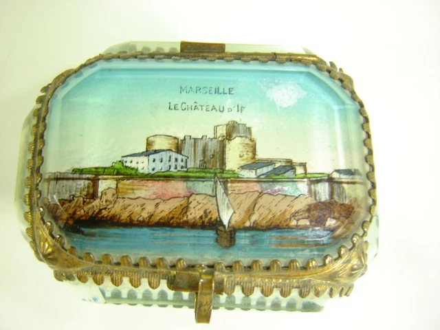 Ancienne Boîte à Bijoux Notre Dame De Lourdes - Basilique - Verre Biseauté - Occasion
