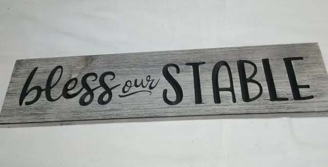 Bless our Stable  Distressed Sign, Carved  Wood Sign Grey New USA made rustic