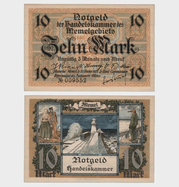 Memel - 1922 - 10 Mark - "aUNC+" - #CO2341