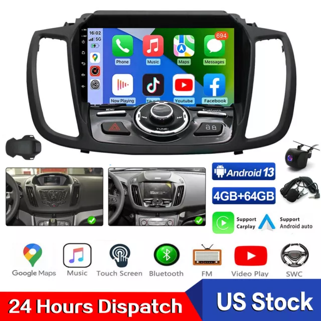 Android 13 For 2013-2019 Ford Escape 9" Car Radio Stereo Carplay Gps Navigation