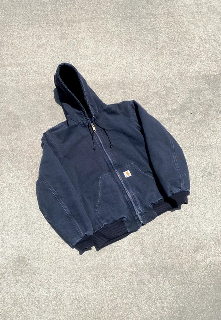 Carhartt J130 Quilt-Lined Hooded Work Jacket Black Medium