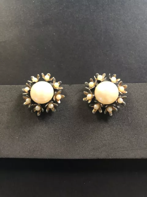 Vintage orecchini a clip con perle (imitazione), anni '60