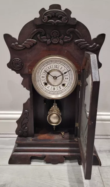 Antique 19th Century c1880’s American New Haven Gingerbread Chiming Mantel Clock 2