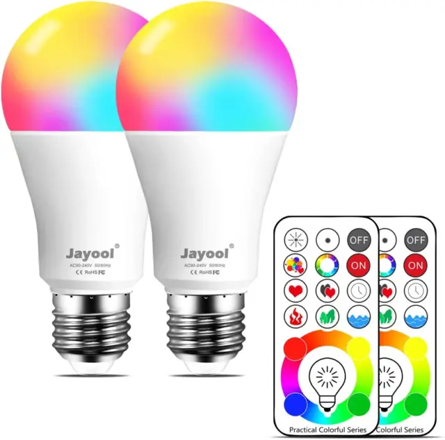 Jayool 10W E27 120 Couleurs LED RGBW Ampoule Changement De Couleur Télécommande