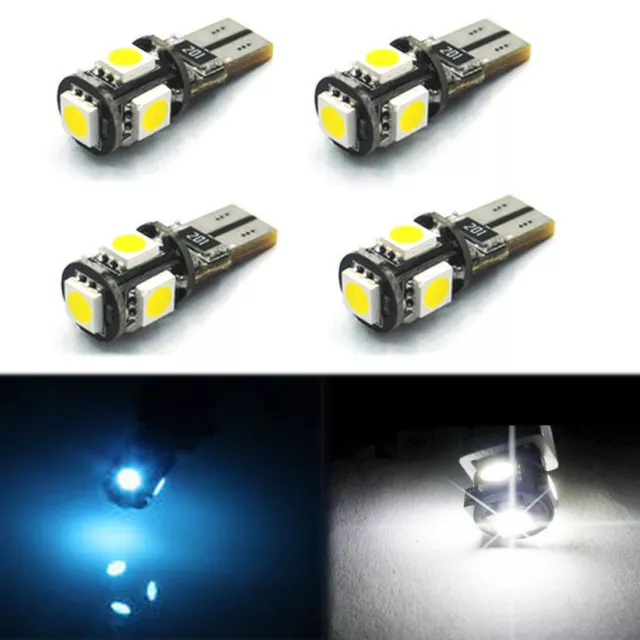 T10 501 W5W Car Side Light Bulbs Error Free Canbus 5 Smd Led Xenon White Iceblue