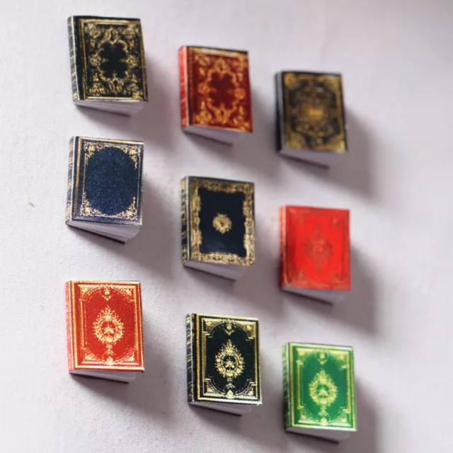 12PCS Scale OLD BOOKS 1:12 Miniature Books Prop Faux Books Fill a Bookshelf 1:24