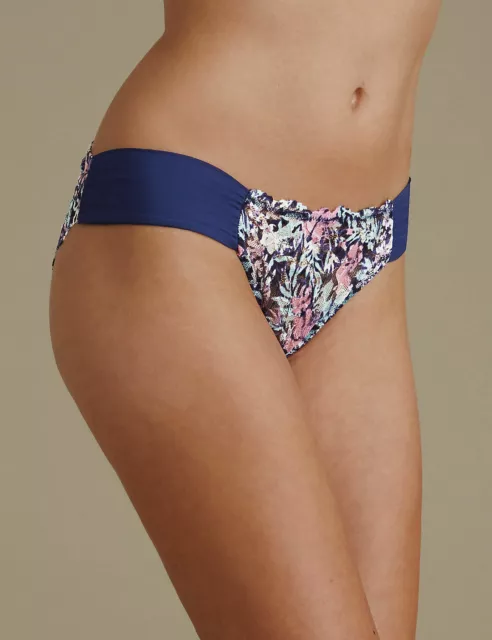 Slip Brasiliano Pizzo Trasparente M&S L - Uk14 Rio Bikini Brazilian Brief Blue