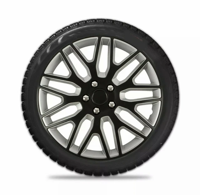 Fiat Doblo Scudo 15" Dakar Tappi Ruota Nero & Argento Set di 4 R15 2
