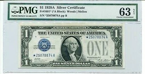 FR 1601* 1928A $1 Star Silver Certificate 63 Choice Uncirculated
