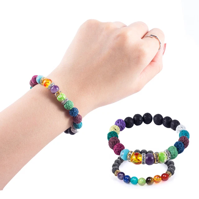 600x lots de perles Rock Agate Gemstone Loose Spacer Beads Bracelets Kit 2