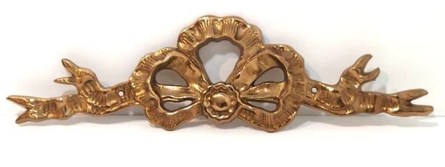 Vtg Gatco 11" Solid Brass Ornate Ribbon Bow French Hollywood Regency Applique