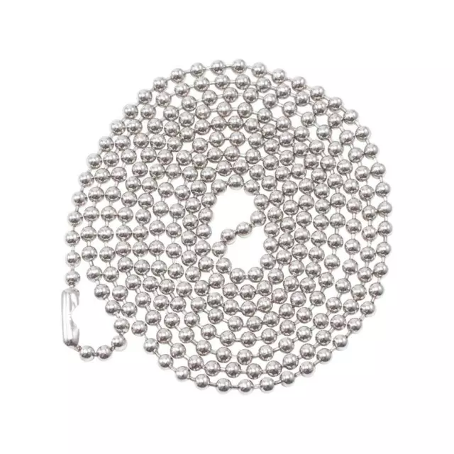 Two 36" Beaded Neck Chain Silver Universal Replacement 4 Police Badge ID Holder