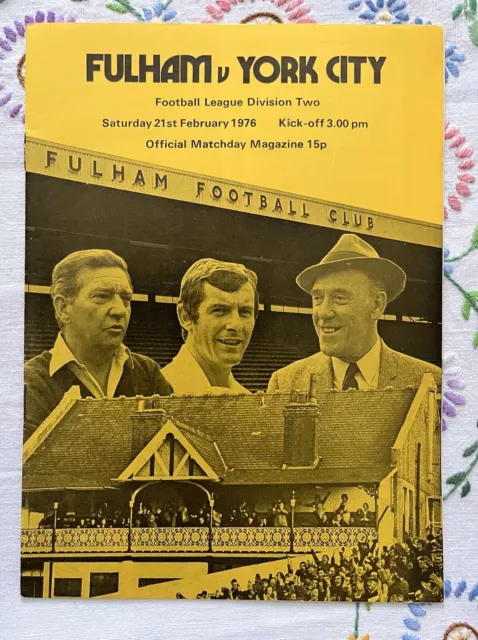 Football Programme, Fulham v York City - Division Two - 21st February 1976