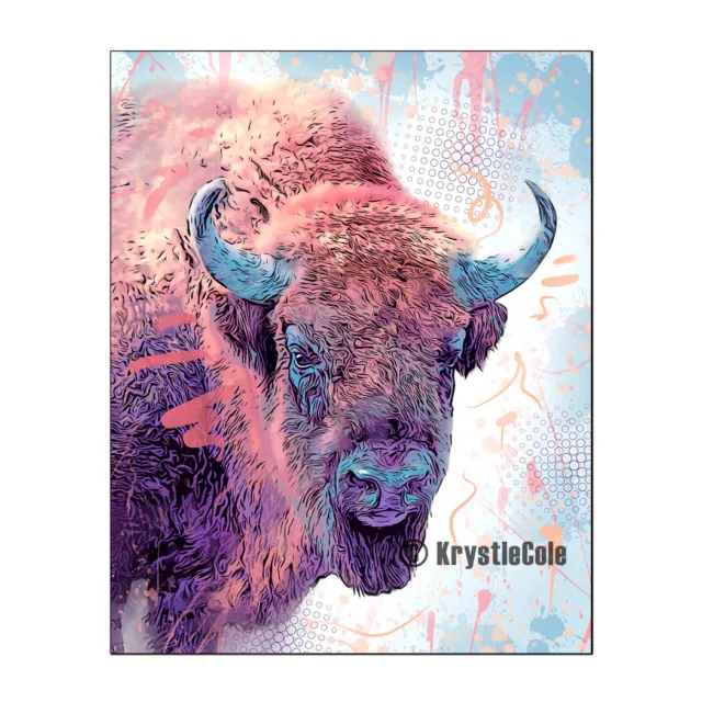 Buffalo Art Print on PAPER or CANVAS. Original Bison Artwork by Krystle Cole