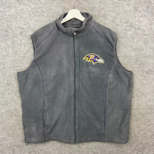 Baltimore Ravens Gilet Mens Extra Large Grey NFL Fleece Bodywarmer Vest Full Zip