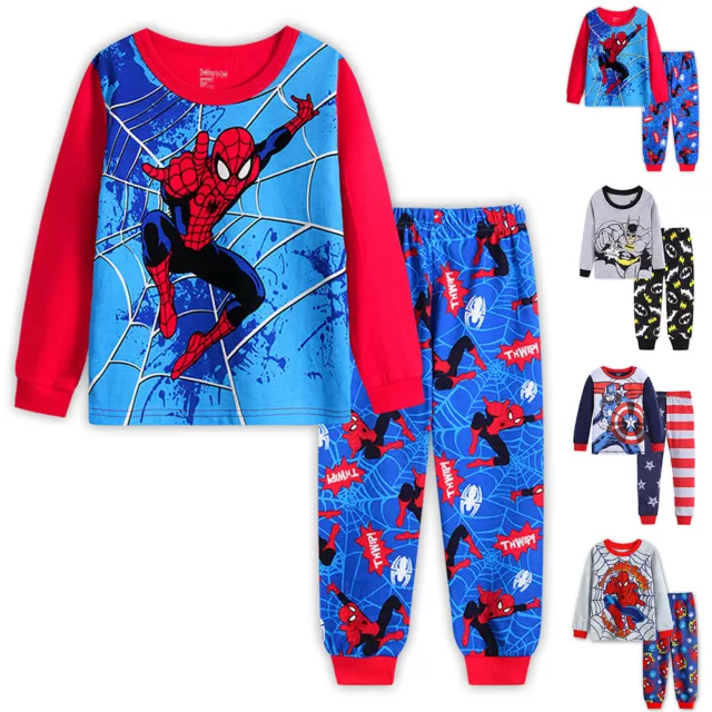 Spider man Boys Kids Pyjamas Outfit Nightwear Avengers Sleepwear Super Hero PJs