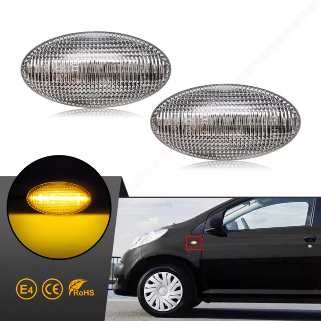 2x LED Seitenblinker Blinker für Peugeot 1007 108 206 307 407 607 Partner | WEIß