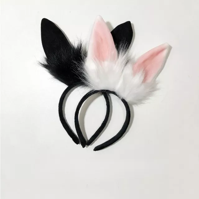 1X Cute Plush Bunny Ear Hair Hoop Furry Headband Sweet Christmas Head Decor Prop 2