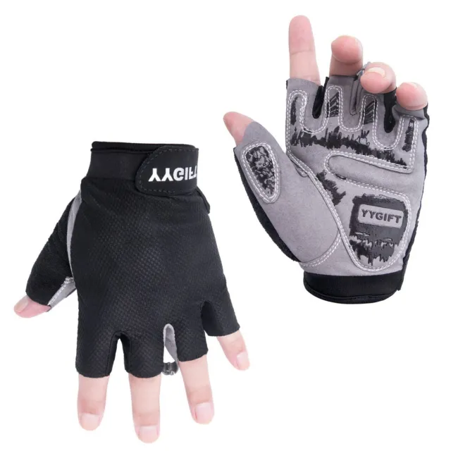 Guantes de ciclismo de medio dedo transpirables ajustables amortiguadores bicicleta GRANDES