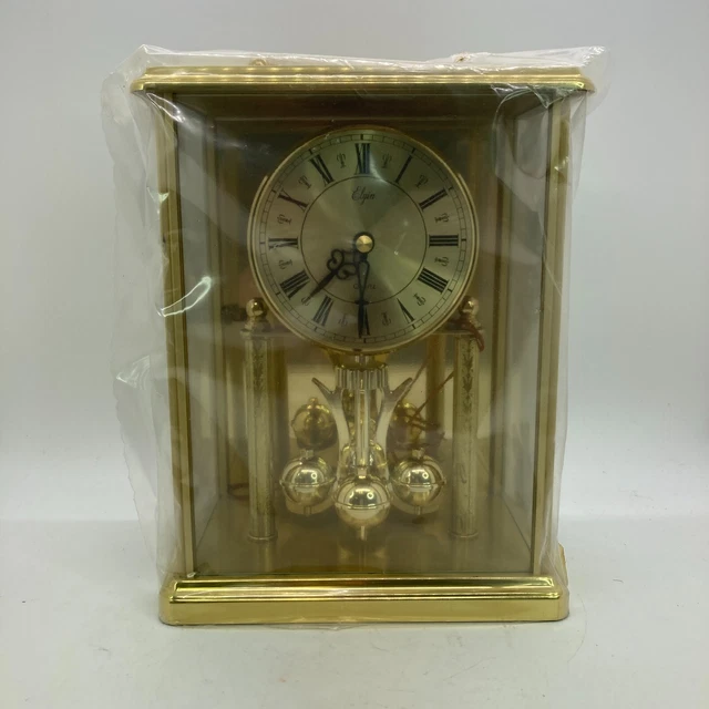 VINTAGE ELGIN QUARTZ Battery Powered Anniversary Mantle Clock Germany