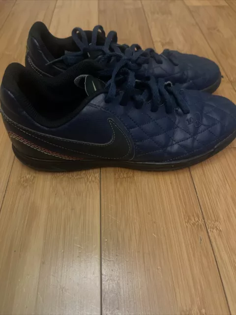 NIKE JR TIEMPO X Rio IV 10R TF Football Boots Navy Black AQ3825