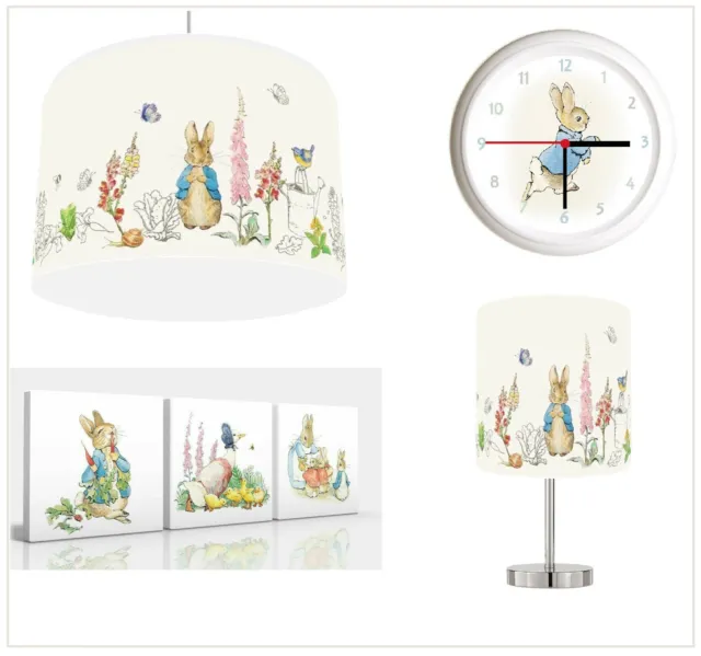 PETER RABBIT GARDEN choose Lampshade , Lamp , Wall Art , Wall clock or Bundle